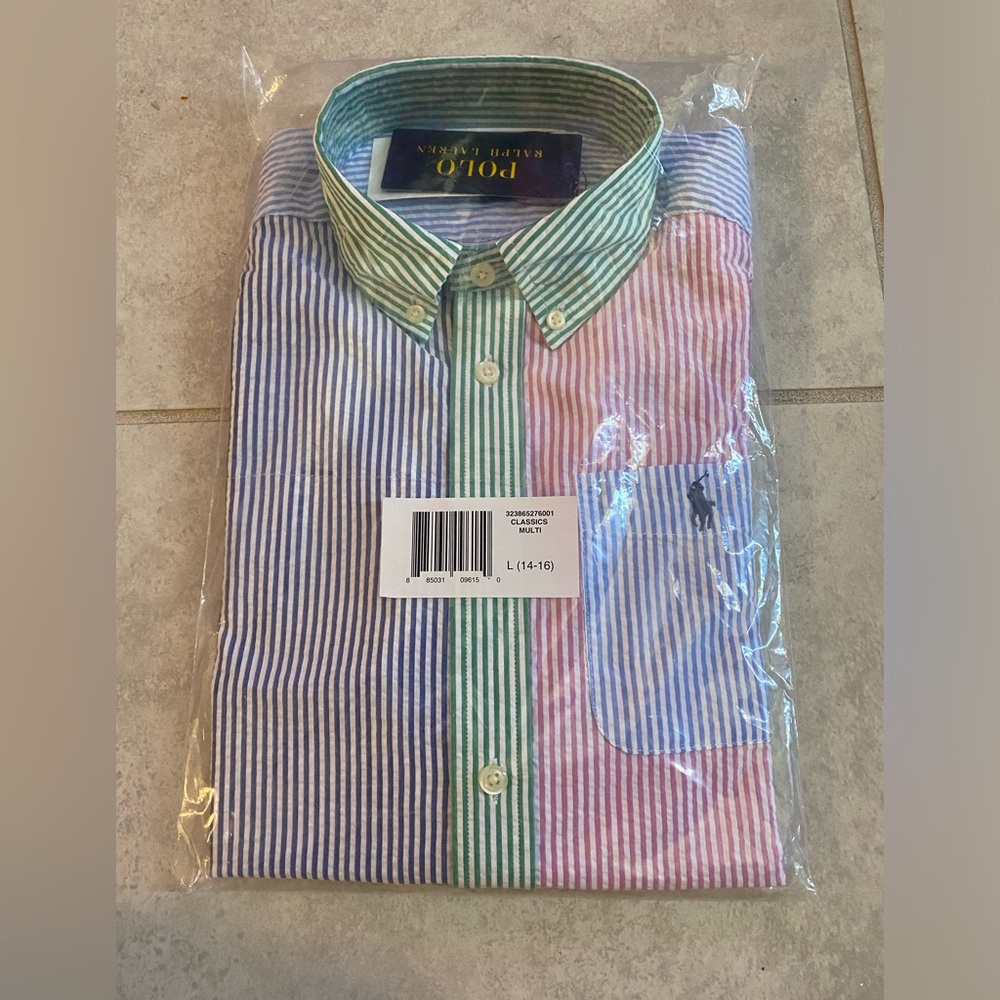 Ralph Lauren POLO big boys short sleeve button down shirt Large 14/16 NWT
